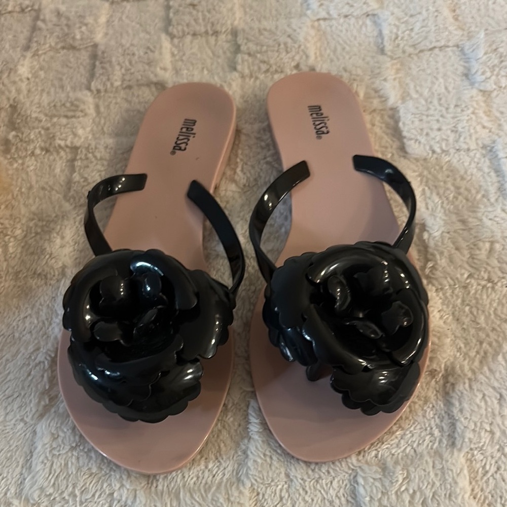 Melissa Black Floral Jelly Women's Sandals size 7